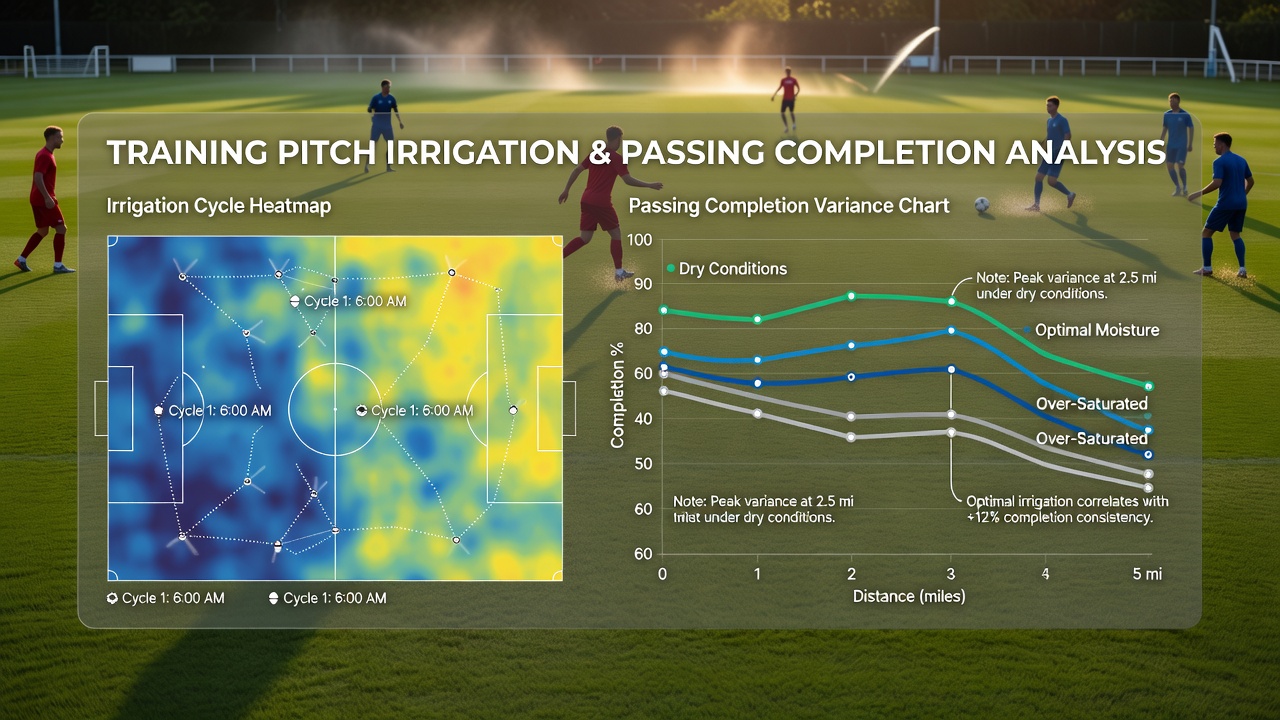Data visualization showing passing completion rates aligned with pitch moisture measurements in Championship matches
