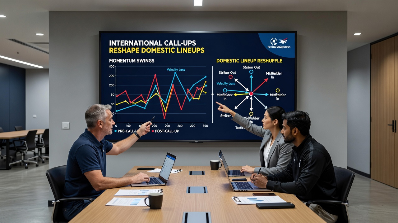 Analysis chart displaying momentum swings in lower league matches post international call-ups
